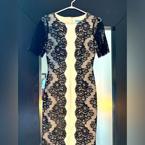 Black lace and white Antonio Melani fitted dress